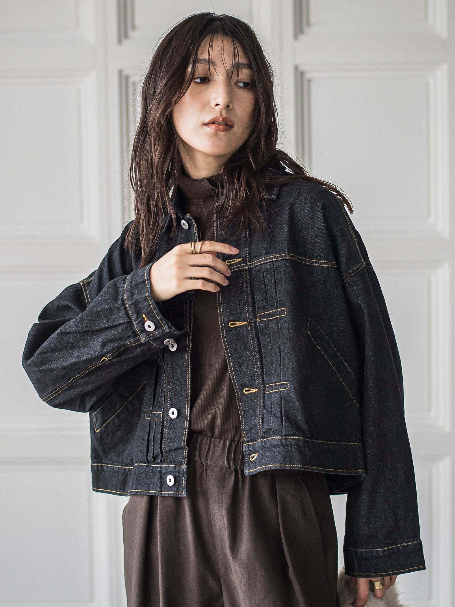 【WEB限定】デニムクロップドジャケット≪洗濯機で洗える≫