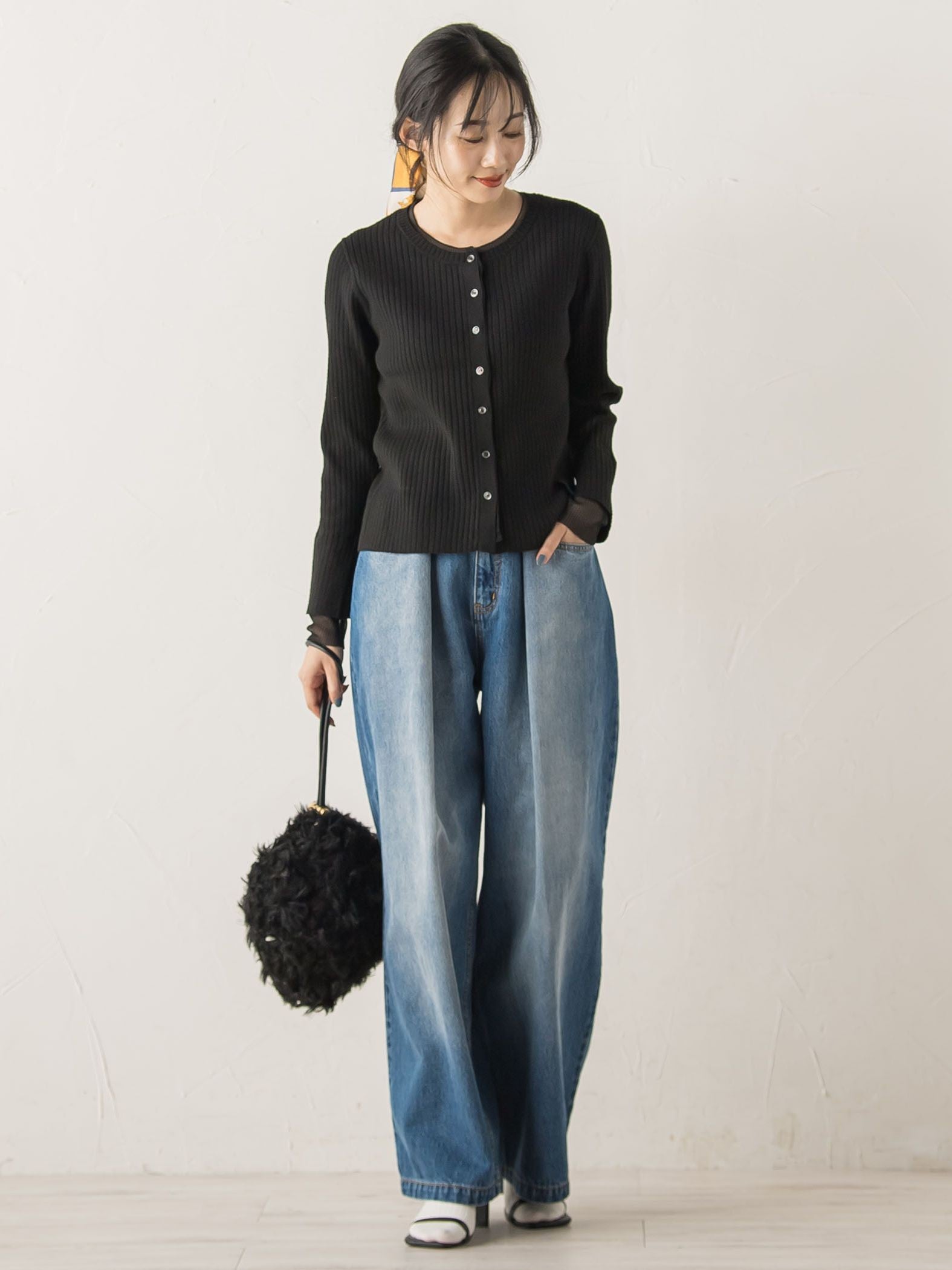 シアー切替えRIBニット≪手洗い可能≫