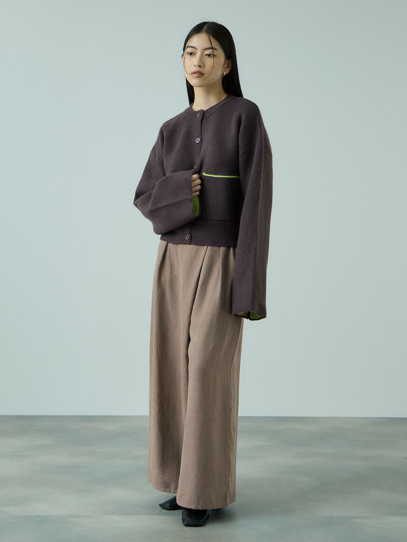 フィブリルサテンラップワイドパンツ≪洗濯機で洗える≫