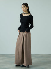 フィブリルサテンラップワイドパンツ≪洗濯機で洗える≫