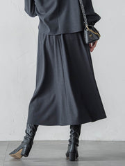 ウールブレンドストレッチフレアスカート≪セットアップ対応/手洗い可能≫