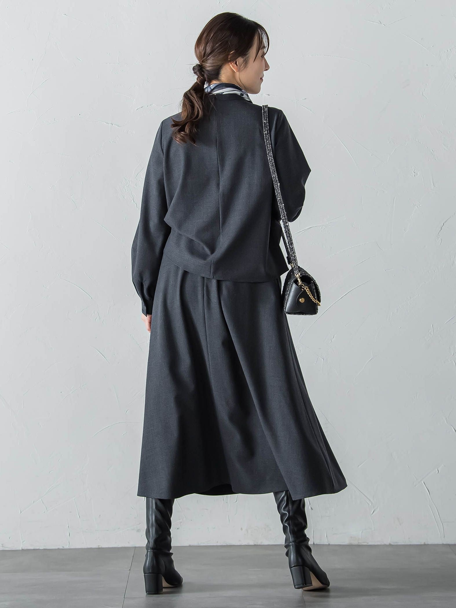 ウールブレンドストレッチフレアスカート≪セットアップ対応/手洗い可能≫