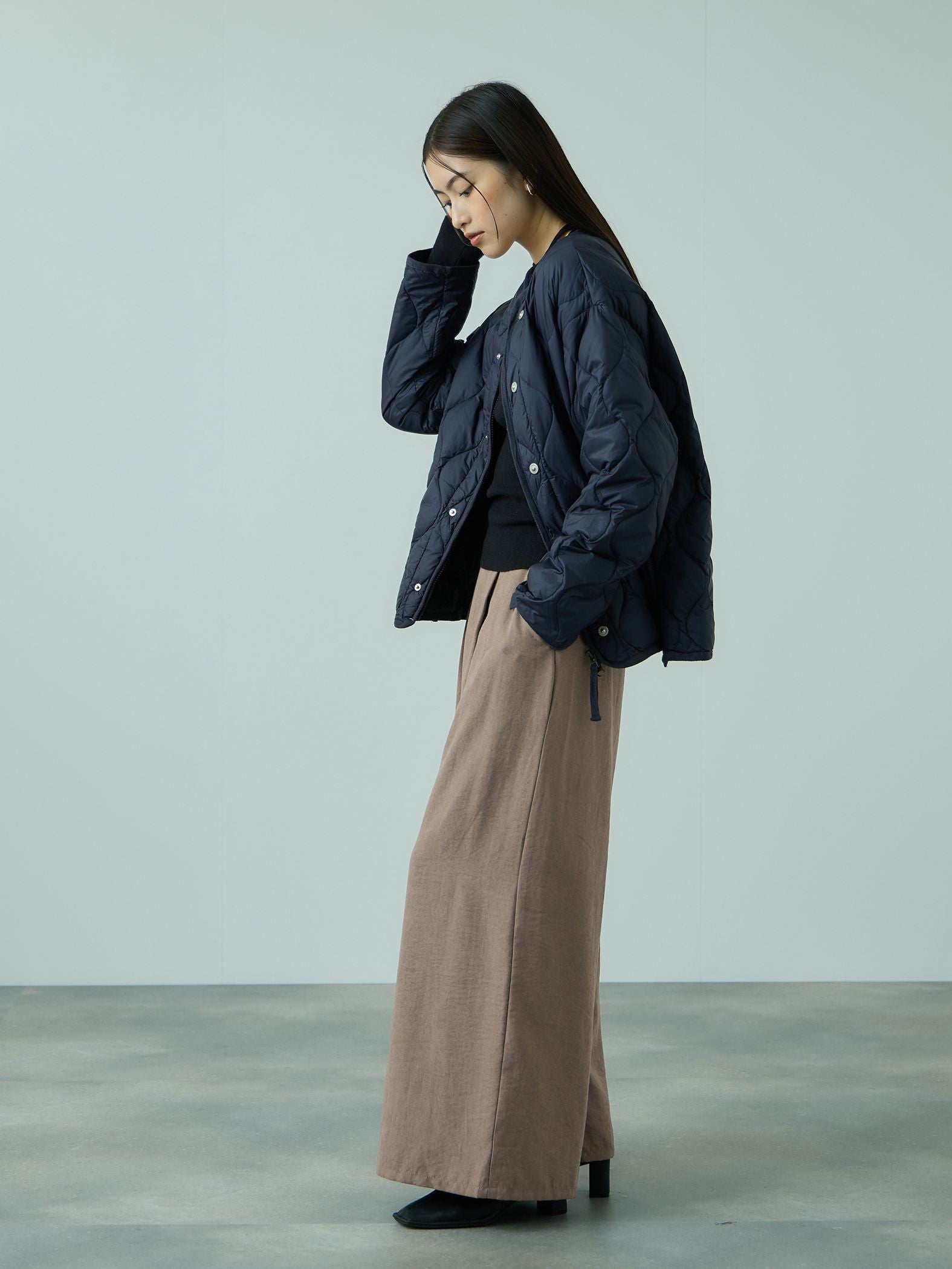 フィブリルサテンラップワイドパンツ≪洗濯機で洗える≫