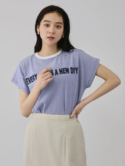 ナローボーダーステートメントTシャツ