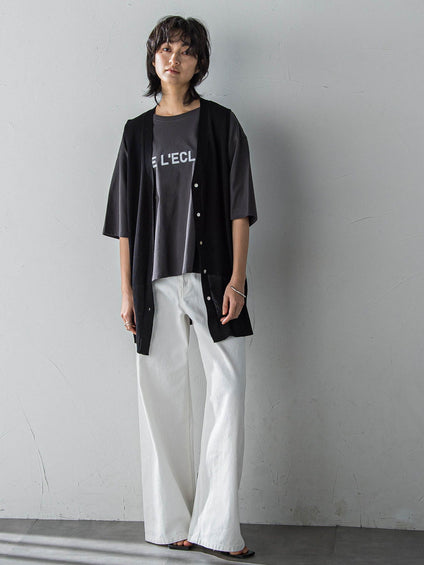 デニムワイドパンツ≪洗濯機で洗える≫