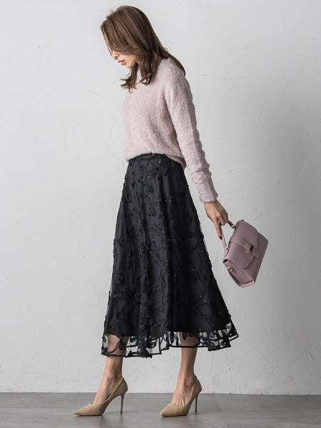 スパンコールテープチュールスカート