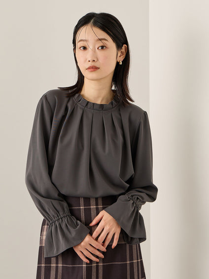 エステールギャバジンハイネックブラウス≪手洗い可能≫