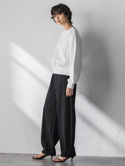 フラワーモチーフプルオーバー≪洗濯機で洗える≫