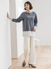 【WEB限定/新色追加】”楽暖”裏起毛ワイドパンツ≪洗濯機で洗える≫