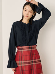 ポライトジョーゼットフリルブラウス≪手洗い可能≫