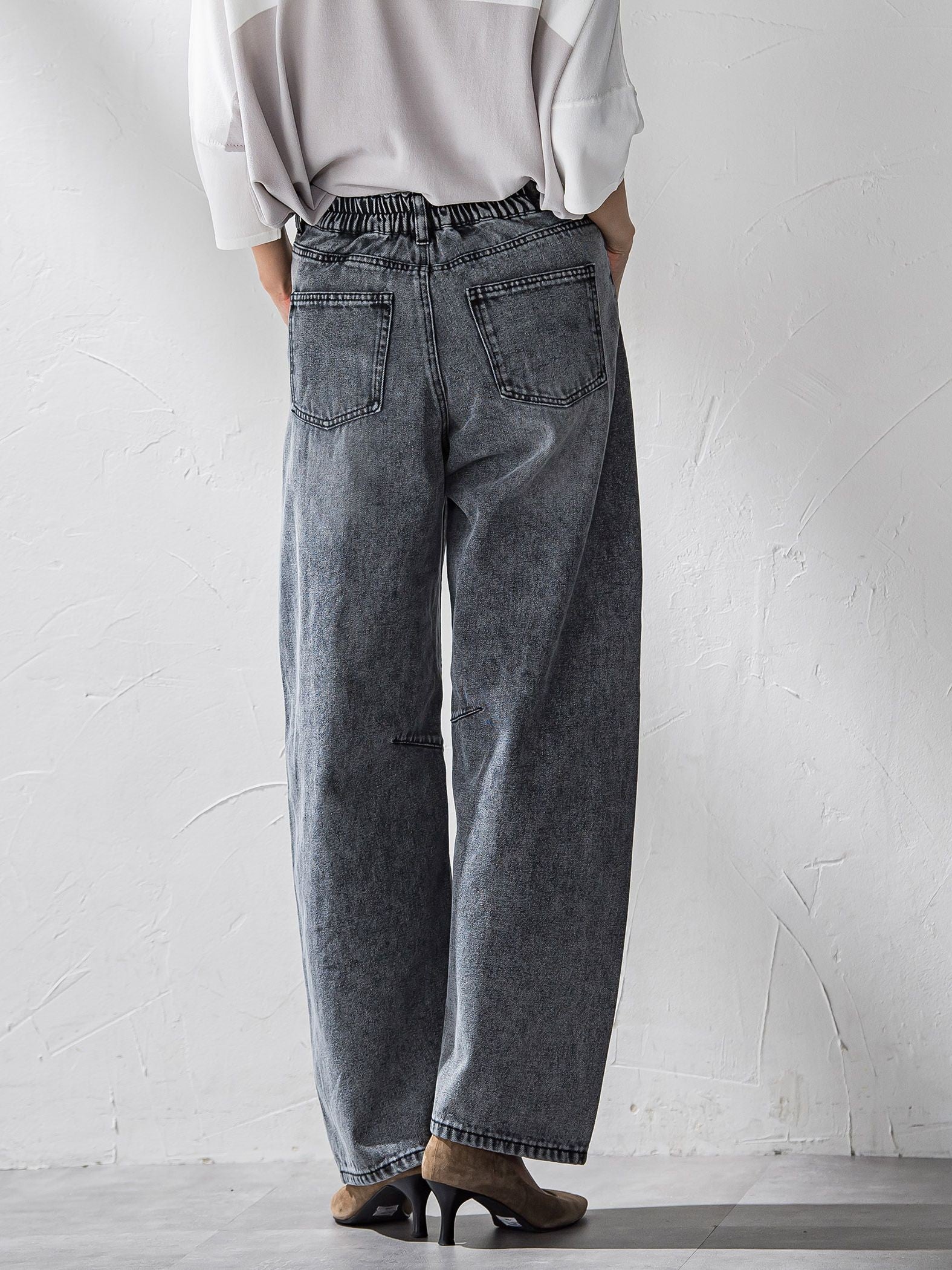 【WEB限定】デニムカーブパンツ≪洗濯機で洗える≫