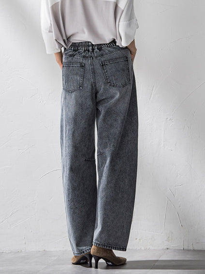 【WEB限定】デニムカーブパンツ≪洗濯機で洗える≫