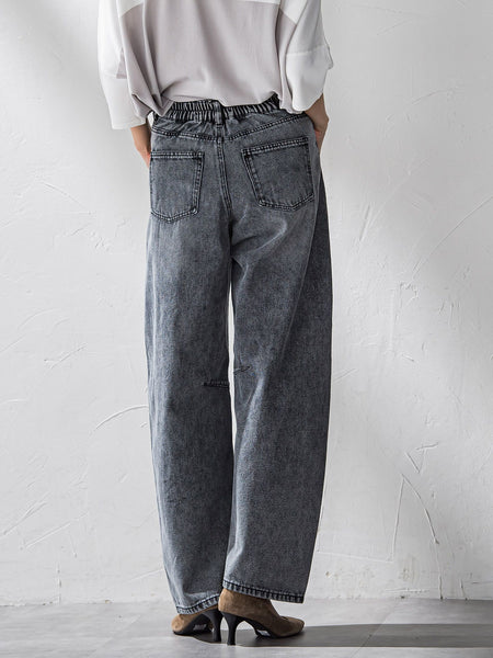 【WEB限定】デニムカーブパンツ≪洗濯機で洗える≫