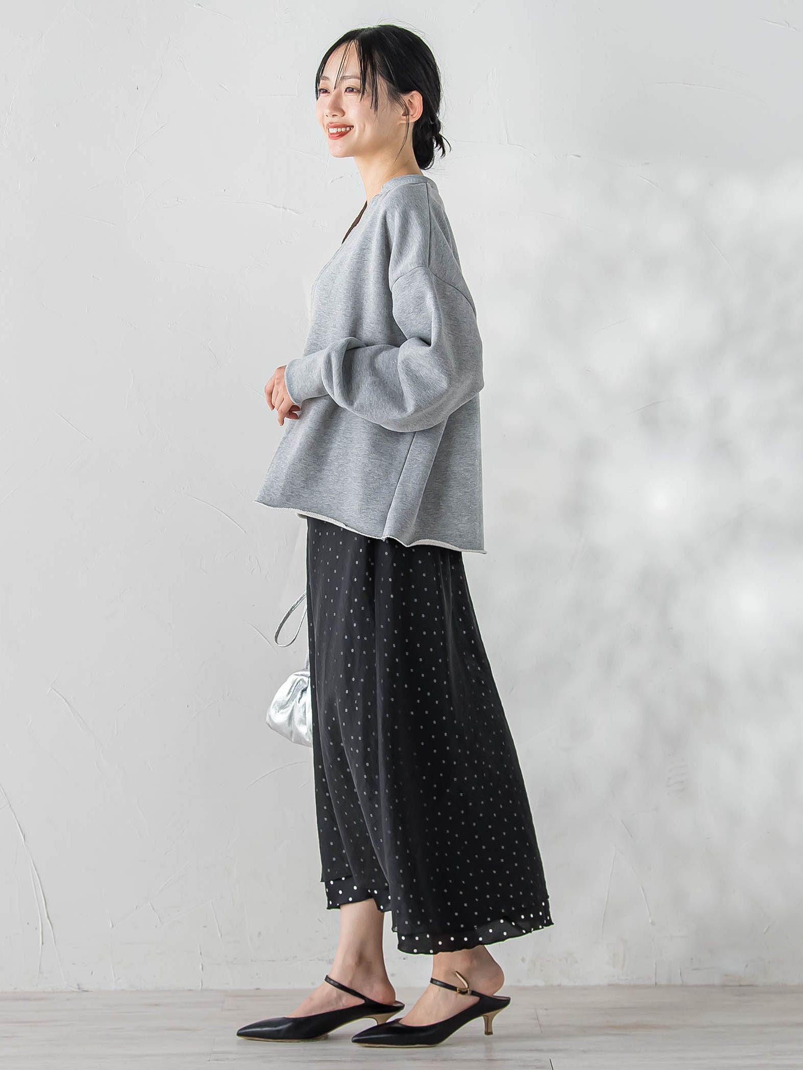 裏毛Vネックカットソー≪手洗い可能≫