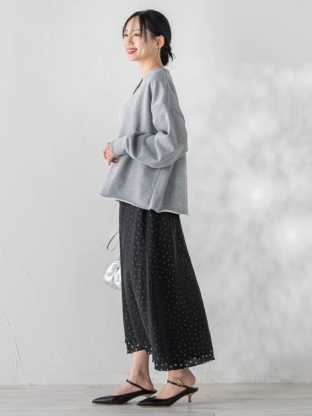 裏毛Vネックカットソー≪手洗い可能≫