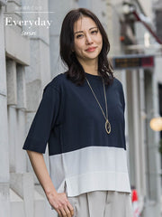 クルーネック五分袖ニット≪WEB限定サイズ11号/WEB限定カラーあり/洗える≫