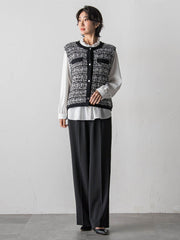 【大きいサイズ】ファンシーツイードニットジレ