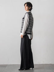 【大きいサイズ】ファンシーツイードニットジレ