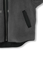 配色ボアフーディコクーンブルゾン