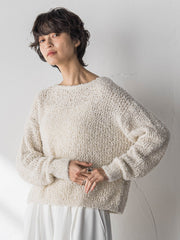 ファンシーヤーンボートネックニットプルオーバー≪手洗い可能≫