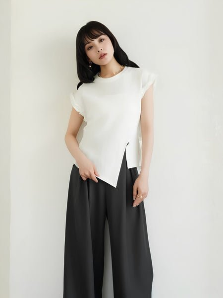 【小さいサイズ】バックリボンフリルカットソー