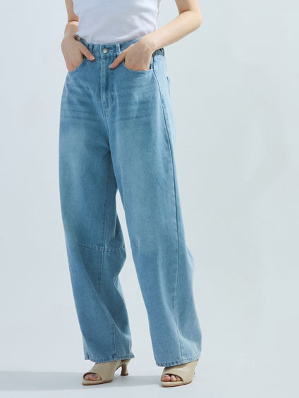 カーブデニムパンツ≪洗濯機で洗える≫