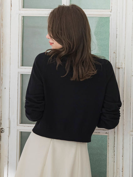 Vネックビジューカーディガン≪手洗い可能≫