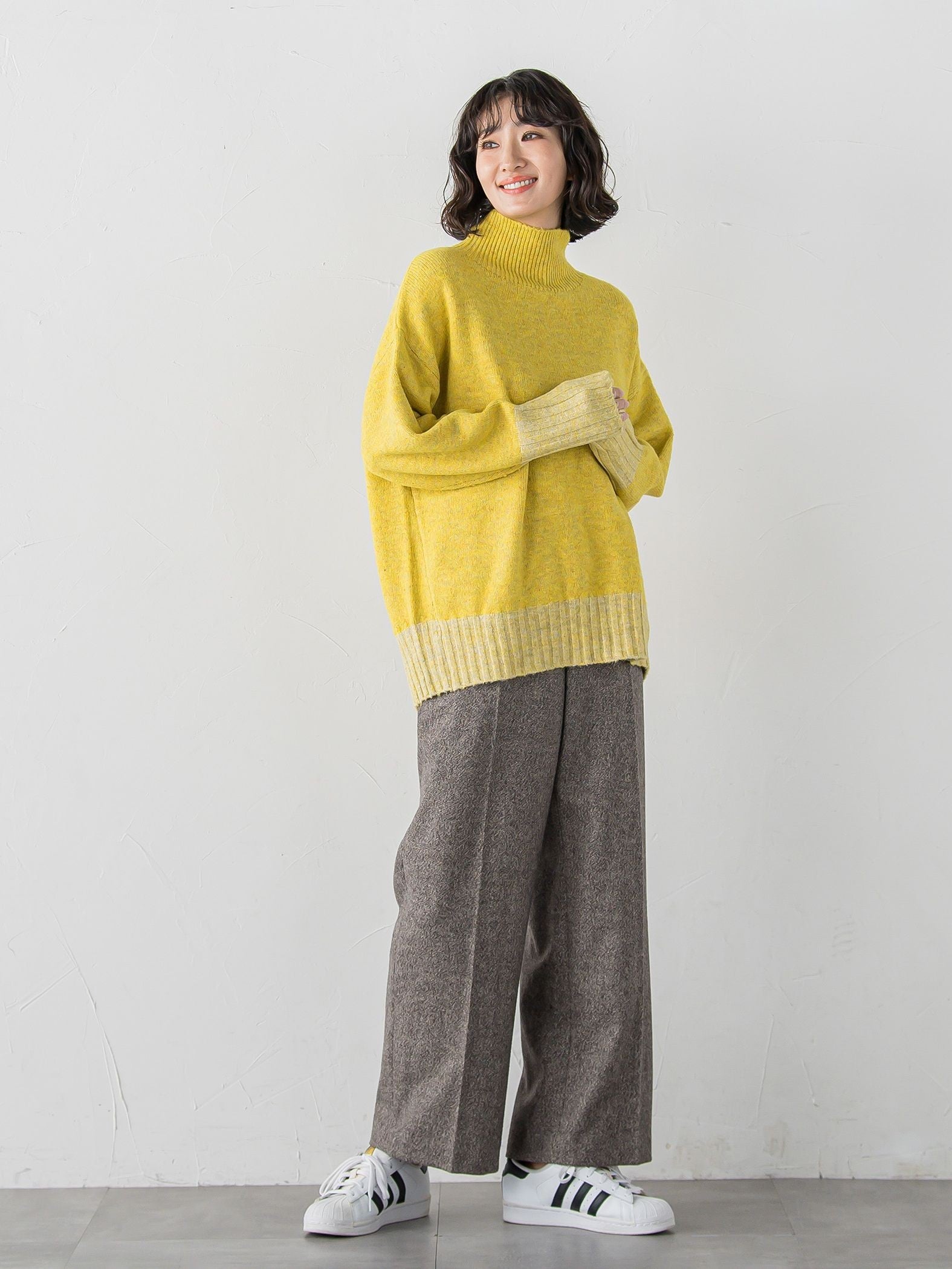 【WEB限定】”ふんわり配色の”もっちりハイネックニット