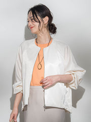 サテンジップブルゾン