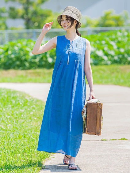 【WEB限定】ラミーノースリーブワンピース≪洗濯機で洗える≫