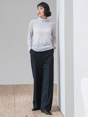 【WEB限定/大きいサイズ】”楽暖”裏起毛ワイドパンツ≪洗濯機で洗える≫