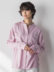 ボウタイ付きデニムシャツ≪洗濯機で洗える≫