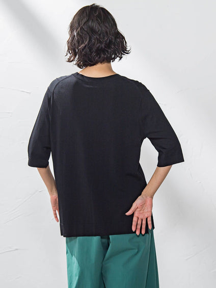 Tシャツ風ニットプルオーバー≪手洗い可能≫