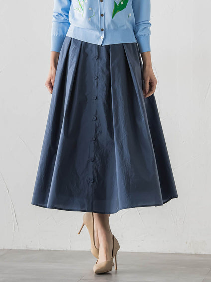 フロントボタンタフタスカート
