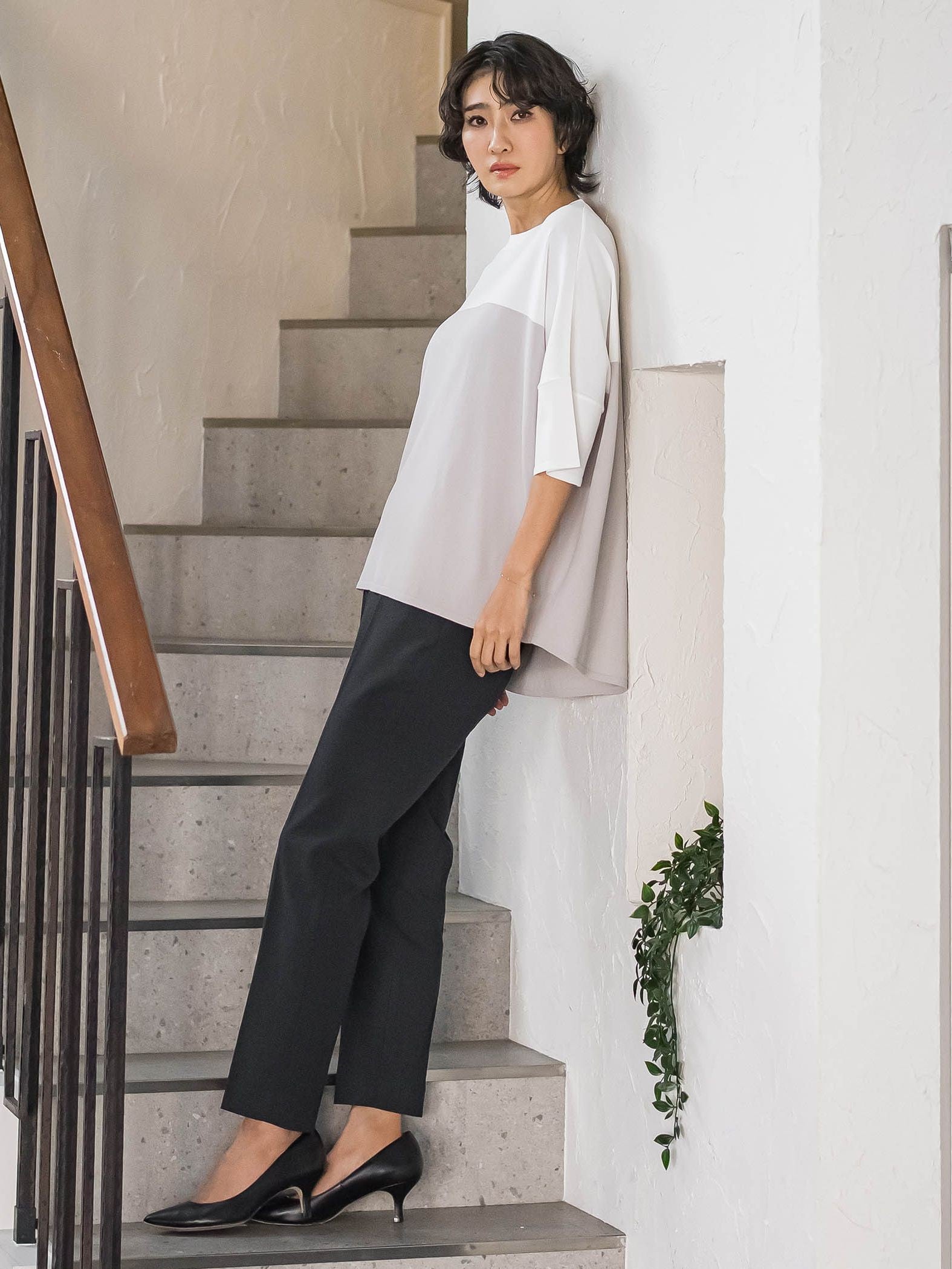 【WEB限定/+5cm丈長め】シェルタリングテーパードパンツ