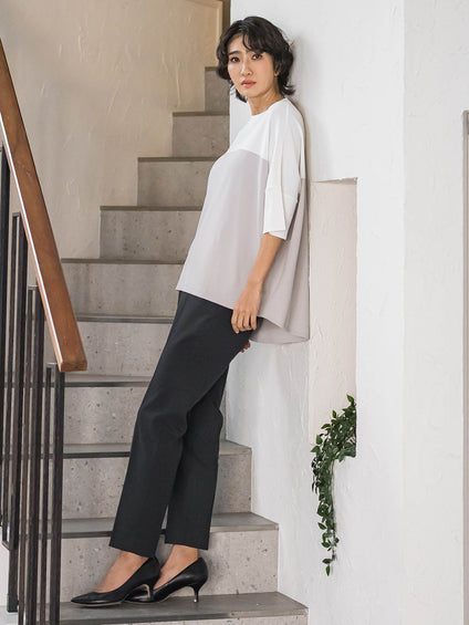 【WEB限定/+5cm丈長め】シェルタリングテーパードパンツ