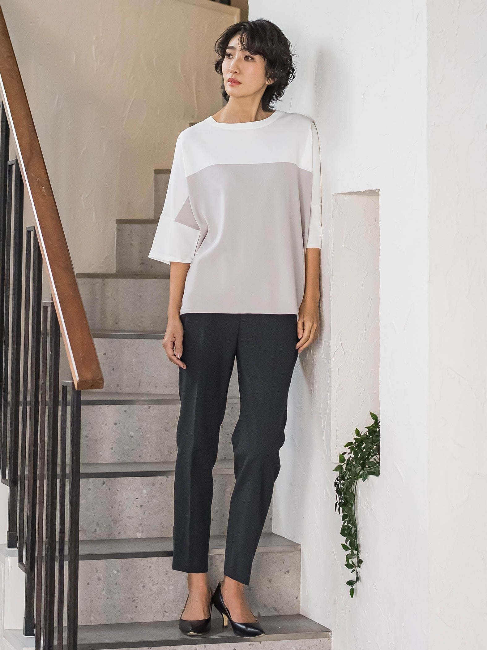 【WEB限定/+5cm丈長め】シェルタリングテーパードパンツ