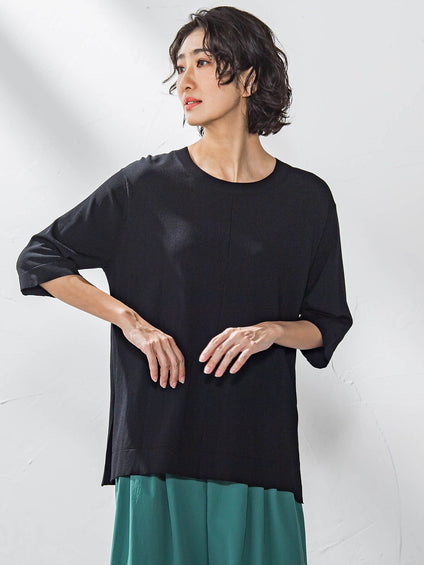Tシャツ風ニットプルオーバー≪手洗い可能≫