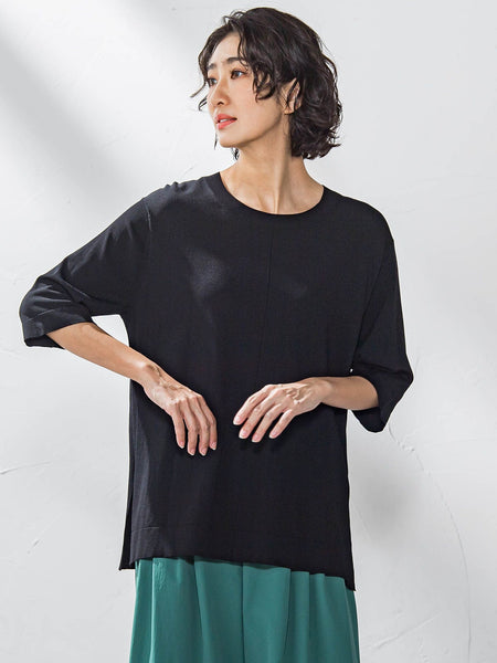 Tシャツ風ニットプルオーバー≪手洗い可能≫