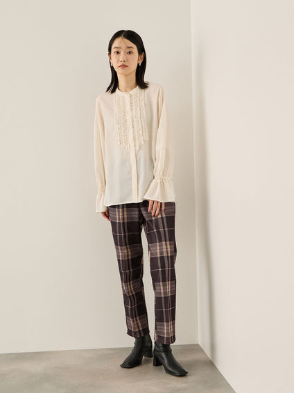 ポライトジョーゼットフリルブラウス≪手洗い可能≫