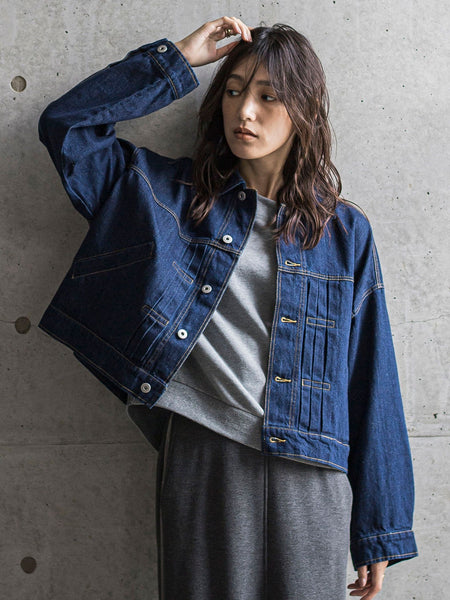 【WEB限定】デニムクロップドジャケット≪洗濯機で洗える≫