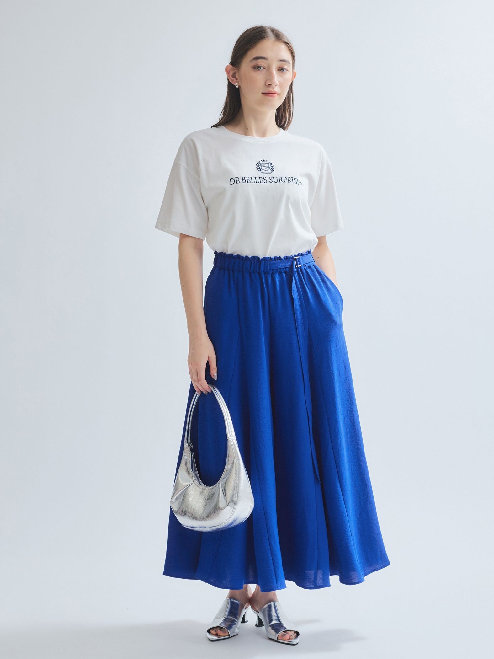 麻ライクベルトワイドパンツ≪手洗い可能≫