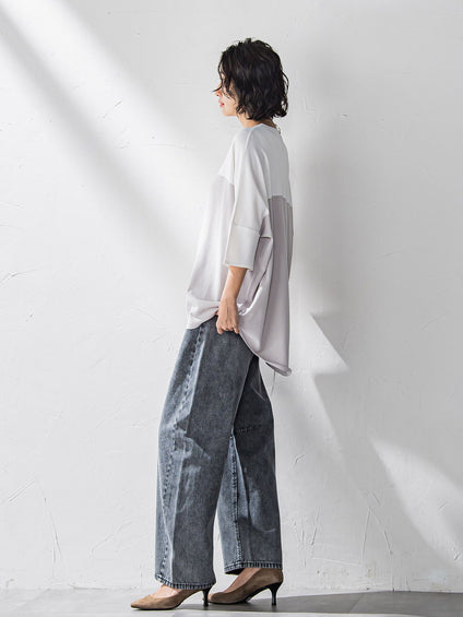 【WEB限定】デニムカーブパンツ≪洗濯機で洗える≫