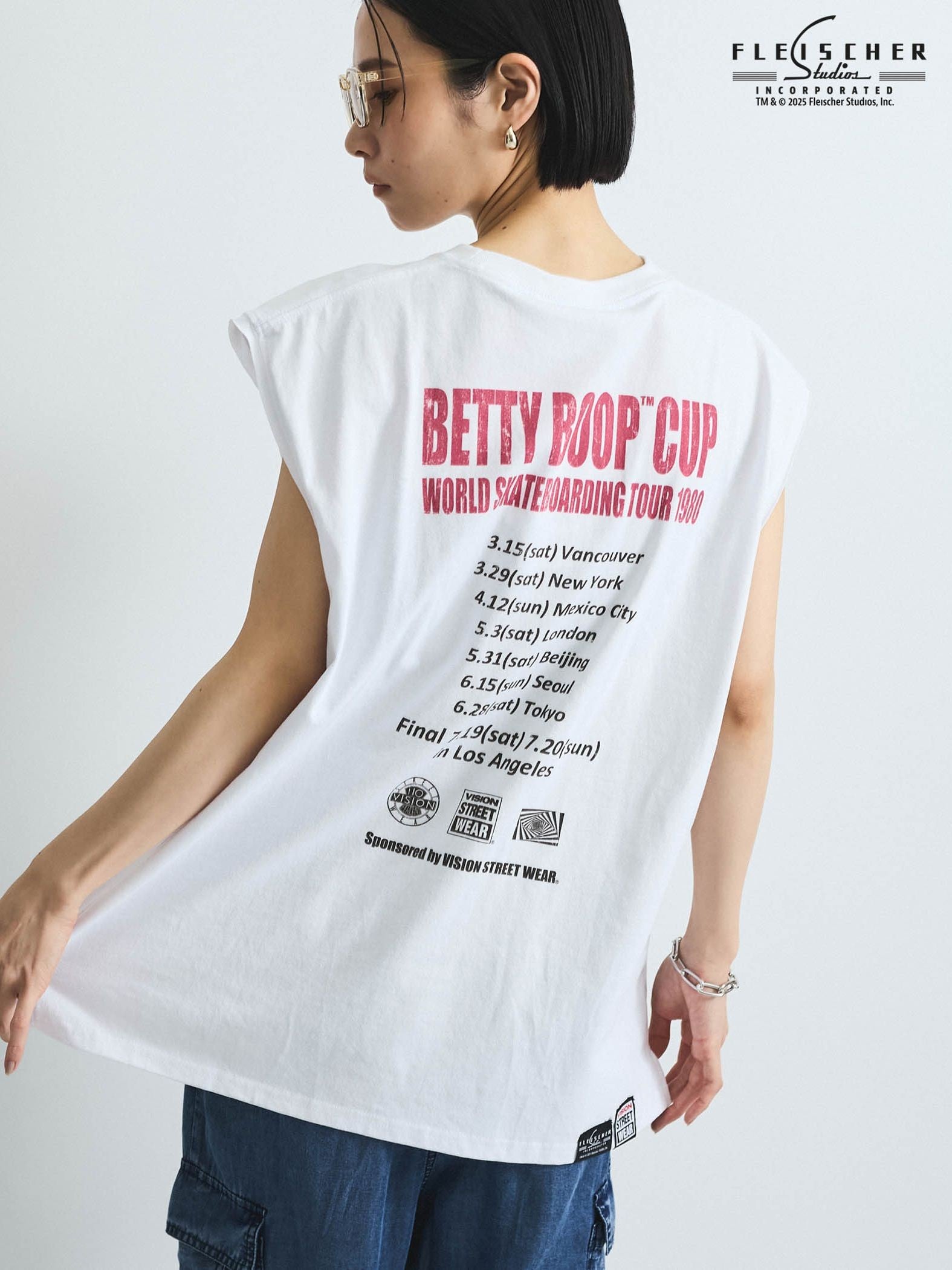 【VISION × Betty Boop™】ヴィンテージツアーノースリＴシャツ≪洗濯機で洗える≫