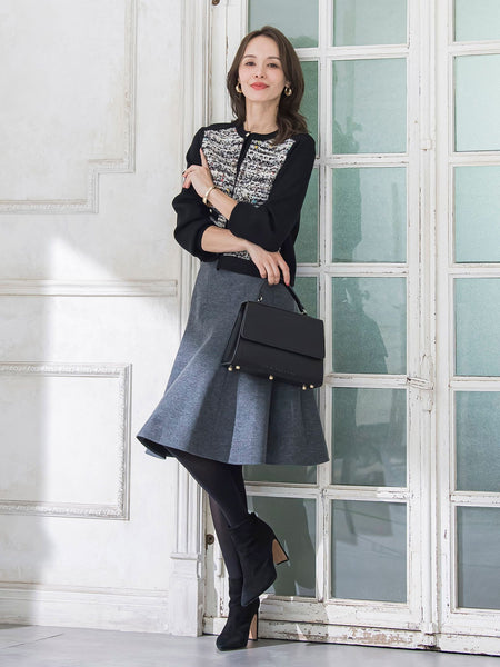 CLARENSONミックスツイードカーディガン