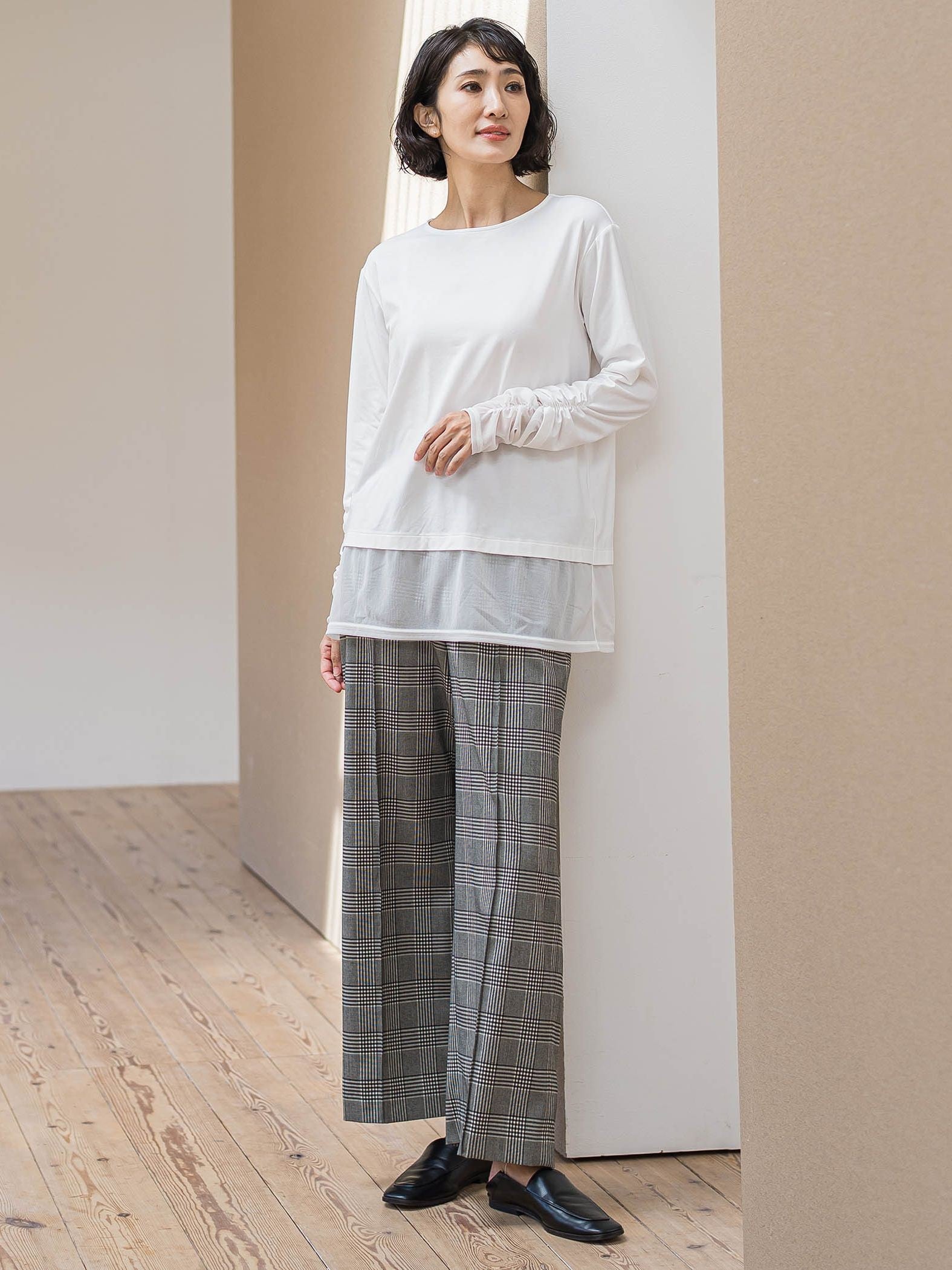 【WEB限定】”ウエストゴムで快適”ワイドパンツ≪洗濯機で洗える≫