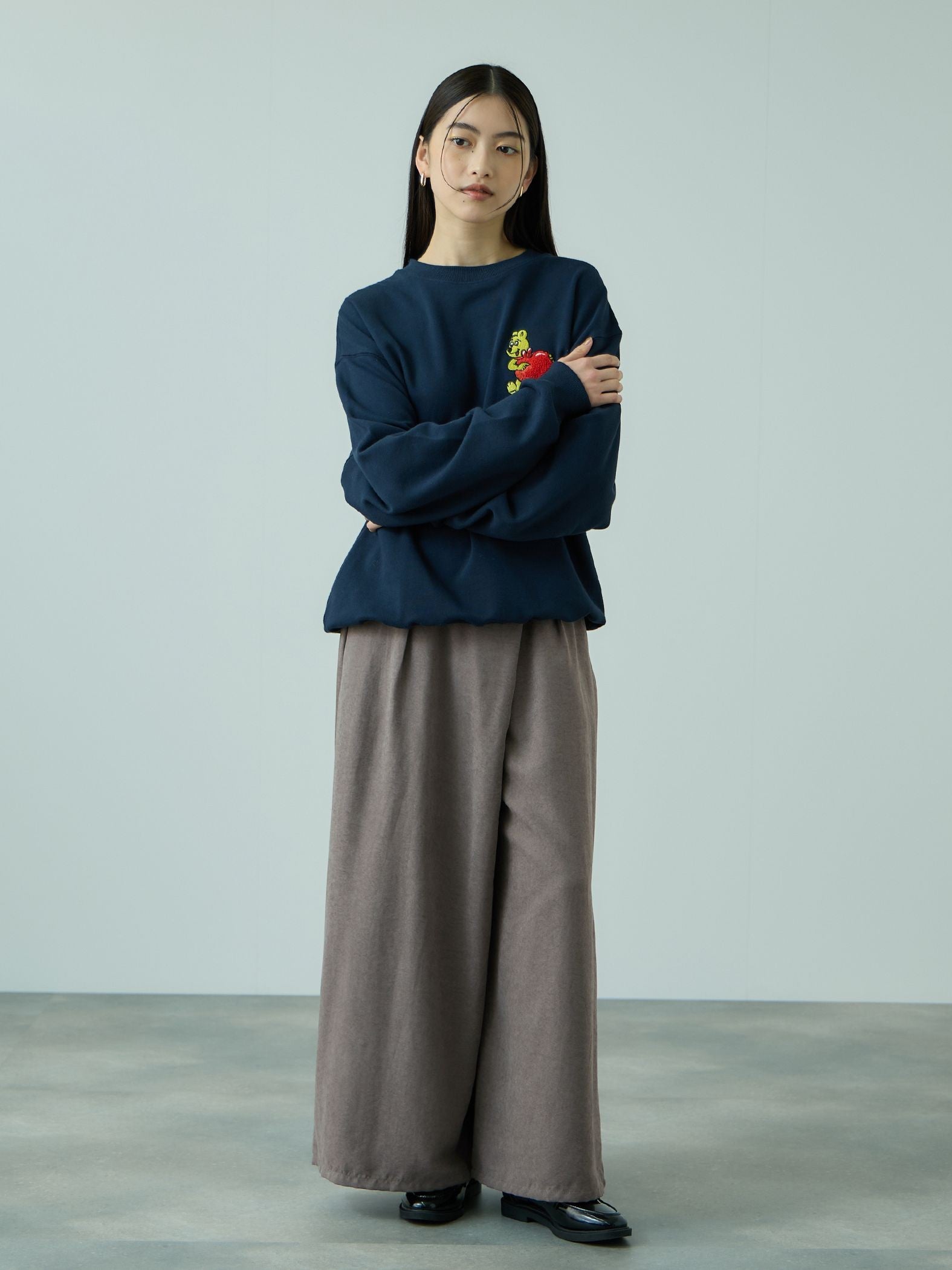 フィブリルサテンラップワイドパンツ≪洗濯機で洗える≫