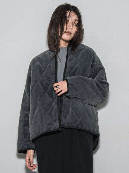キルティング×フェイクファーリバーシブルブルゾン