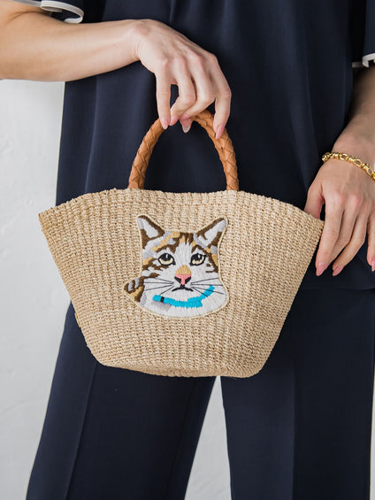 【VIOLAd'ORO】キャット刺繍かごバック