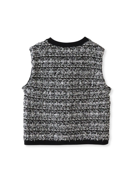 【大きいサイズ】ファンシーツイードニットジレ